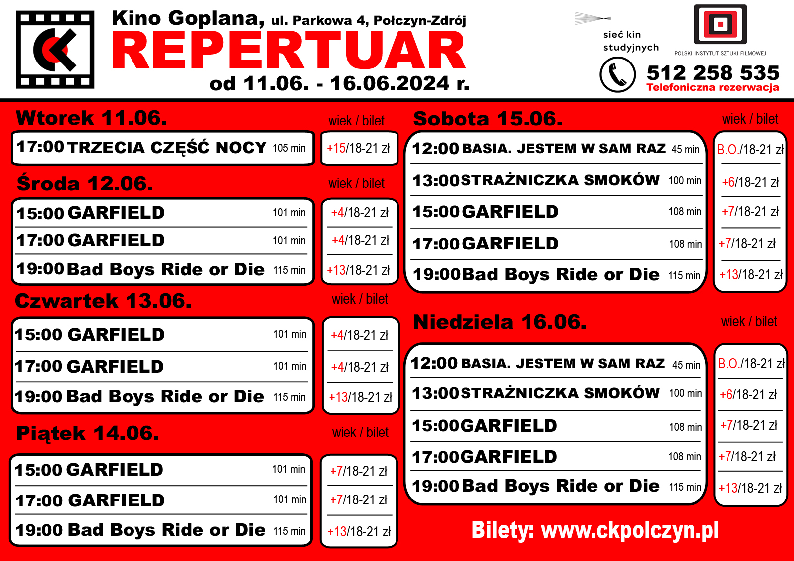 Repertuar Kina Goplana 11.06-16.06.