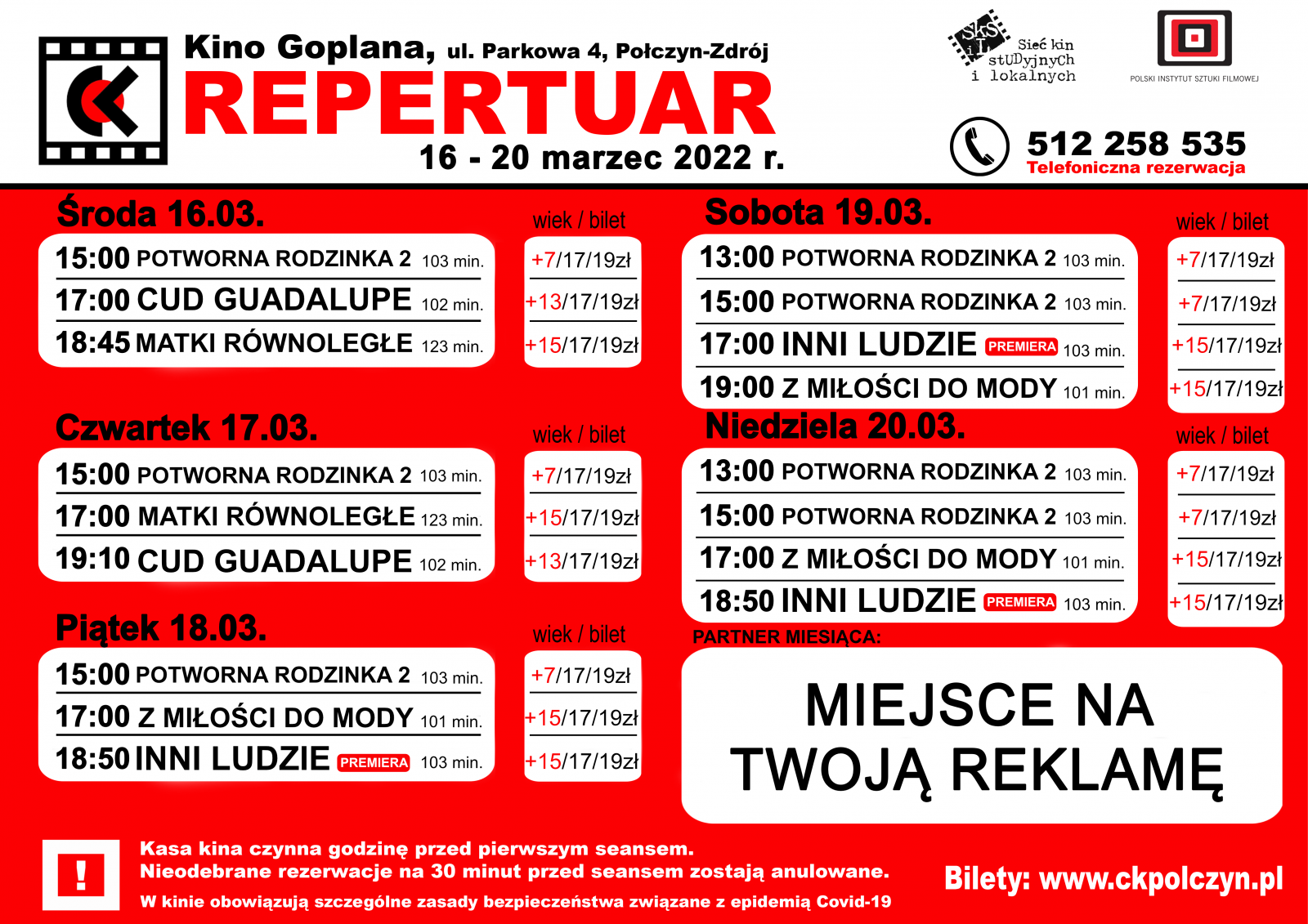 Repertuar Kino Goplana 16-20.03