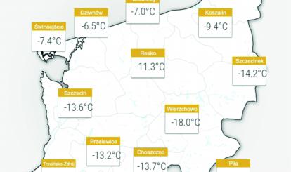 MAPA; Pogoda w Województwie Zachodniopomorskim