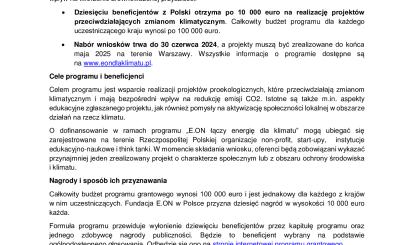 Fundacja E.ON przedłuża nabór wniosków do programu grantowego