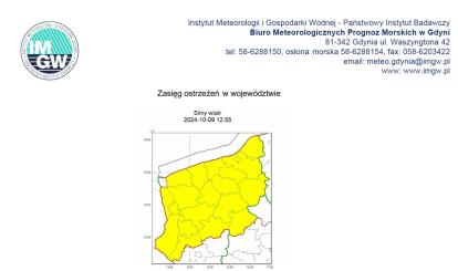 OSTRZEŻENIE METEOROLOGICZNE 10.10.2024 R.