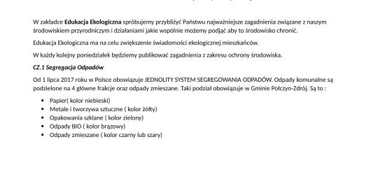 ZASADY SEGREGACJI W GMINIE POŁCZYN- ZDRÓJ