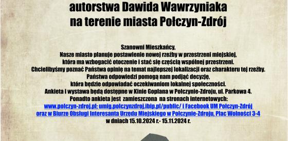 Konsultacje społeczne w sprawie planowanej inwestycji  posadowienia i umiejscowienie rzeźby figuratywnej  ,,Ciotki Połczyńskiej'' autorstwa Dawida Wawrzyniaka  na terenie miasta Połczyn- Zdrój