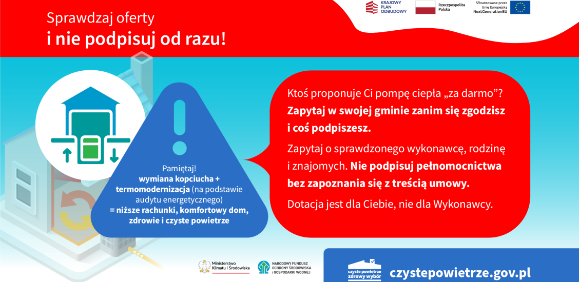 Ostrzeżenie dla wnioskodawców i beneficjentów programu ,,Czyste Powietrze''